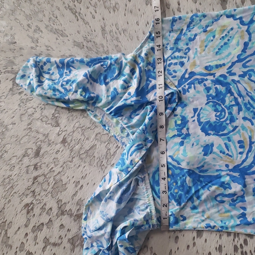 Lilly Pulitzer Matteo Top One Shoulder Bennett Blue Salty Seas SzS - Picture 5 of 6